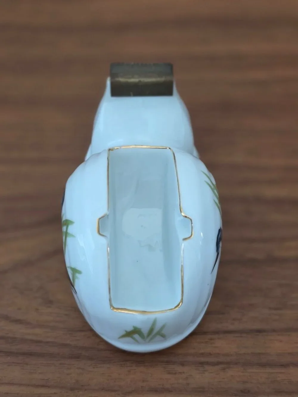 Vintage LJ Japan Northern Phalarope Bird Porcelain Snail-Shaped Tape Dispenser